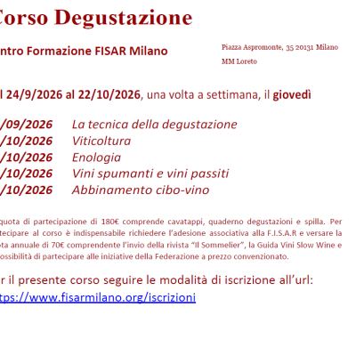 Corso Degustazione Sede giovedì – 24/09/2026