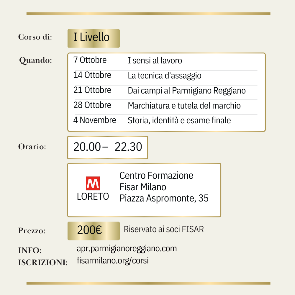 Corso Assaggiatori Parmigiano Reggiano Primo Livello - Sede - mercoledì - 7/10/2026 - immagine 2