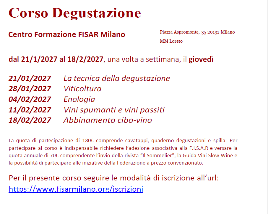 Corso Degustazione Sede giovedì - 21/01/2027 - immagine 2